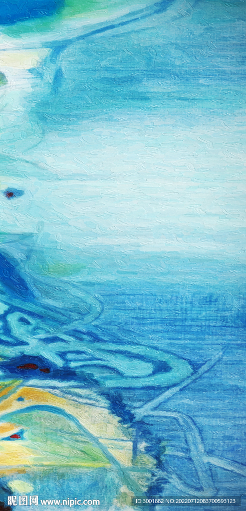 轻奢装饰画 蓝色抽象画 彩绘