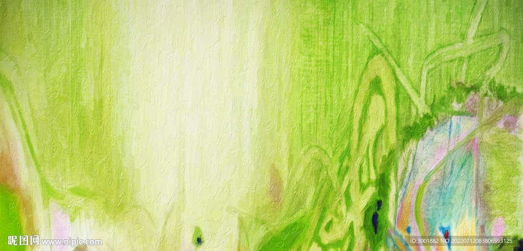 轻奢装饰画 绿色抽象画 彩绘