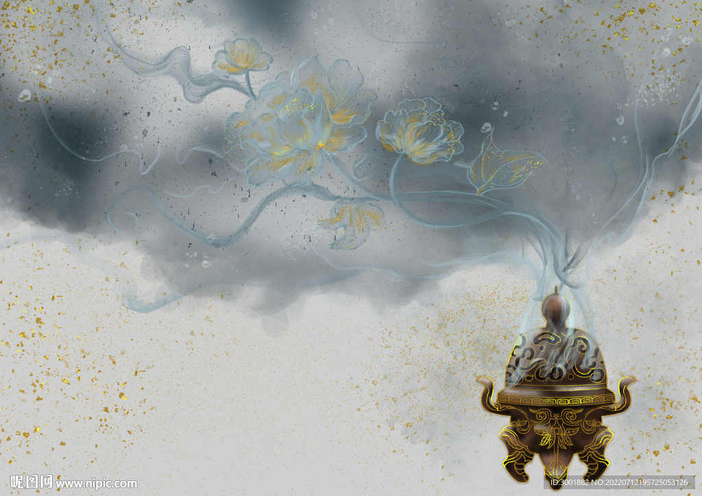 轻奢装饰画 新中式 香炉