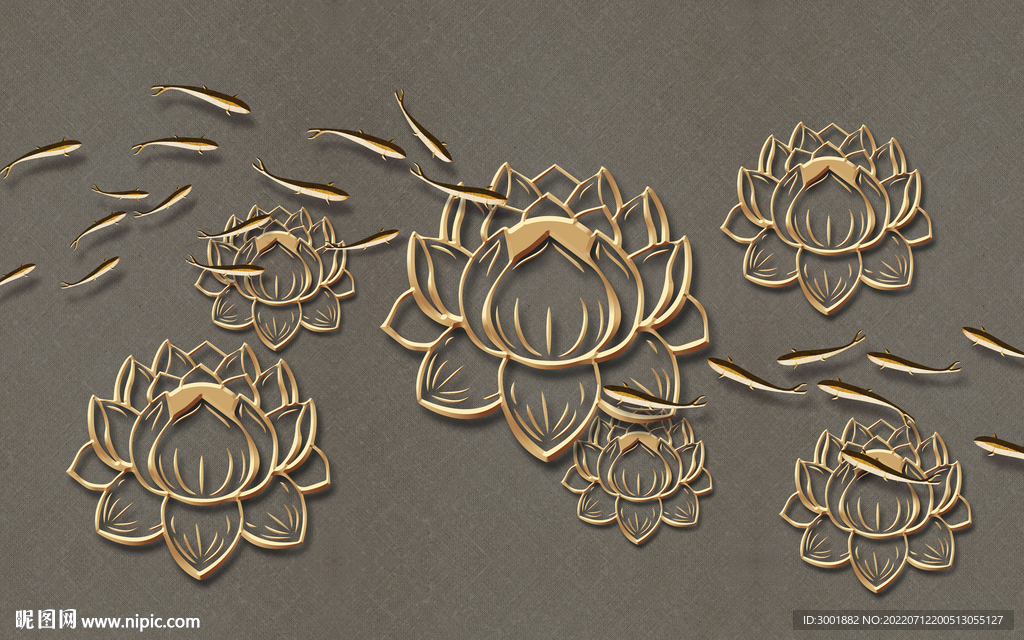 轻奢装饰画 新中式 荷花