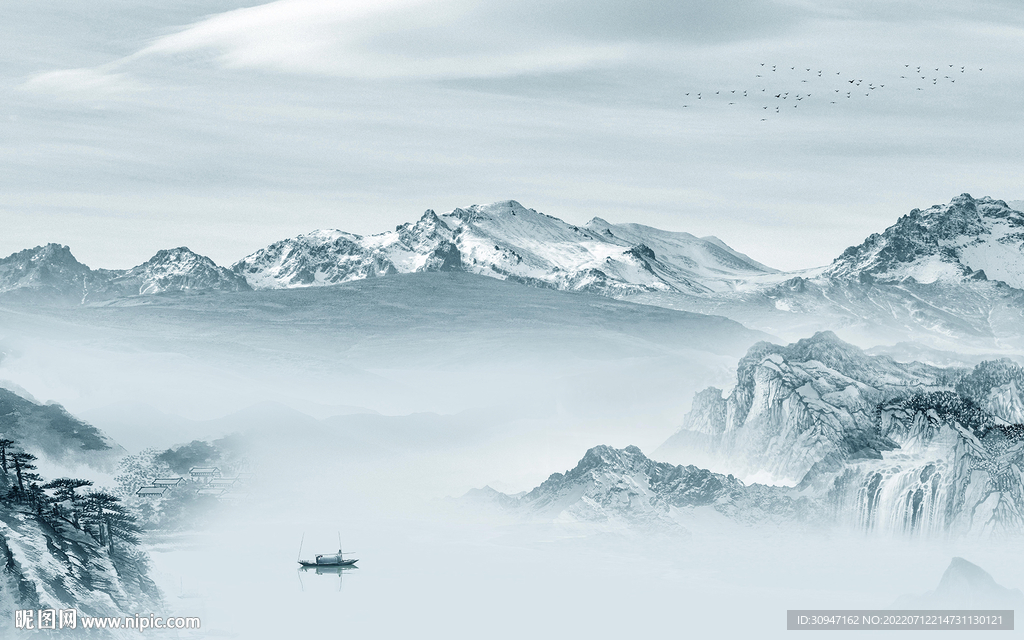 简约 最新背景山水 TIf分层