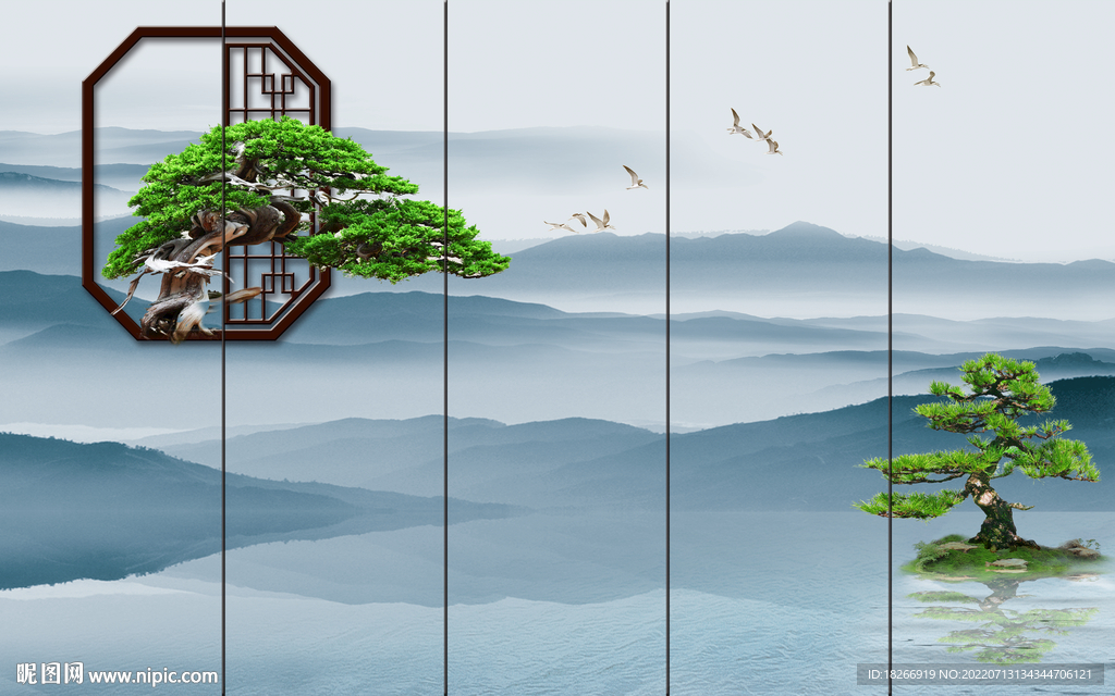 新中式山水背景