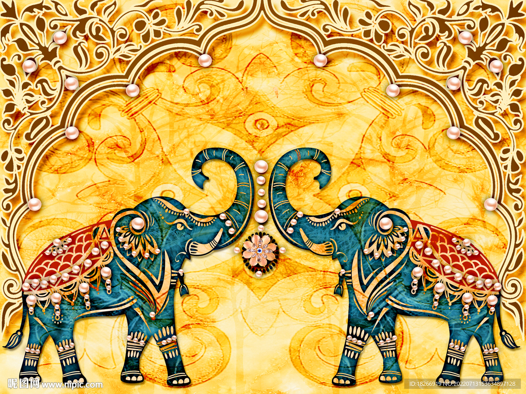 泰式金色大象背景