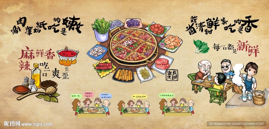 重庆火锅插画背景