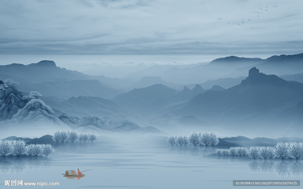 意境客厅最新山水 Tif分层