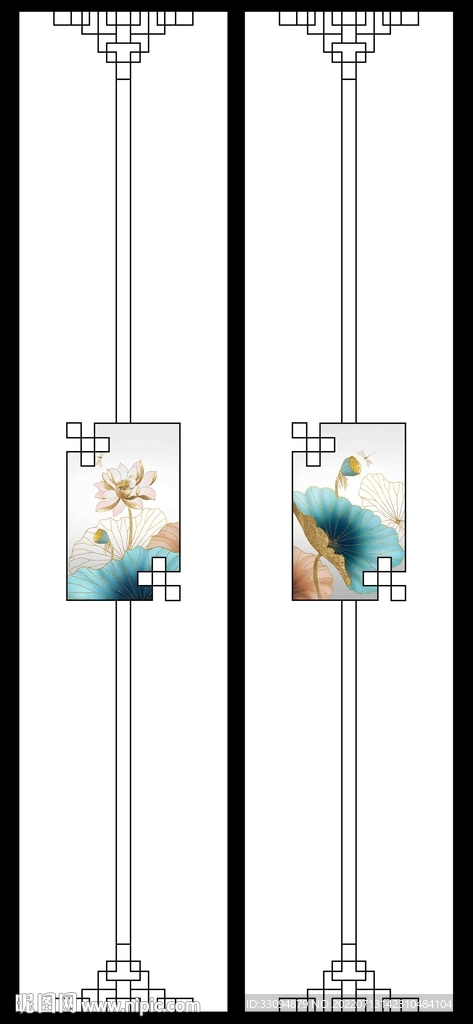 高清分层透明底推拉门打印图