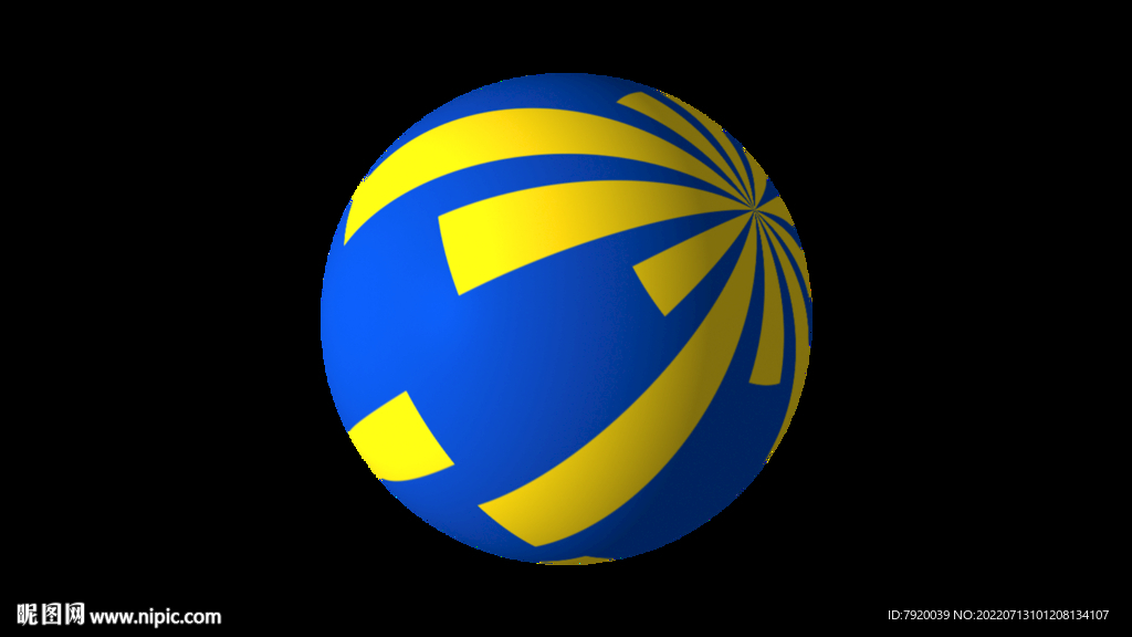 黄色条纹篮色球免扣素材