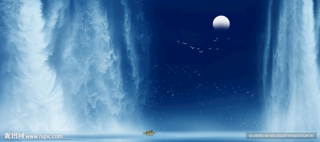 流水生财瀑布背景