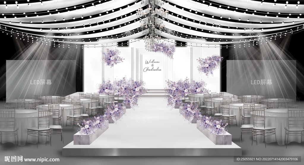 白紫色秀场风婚礼