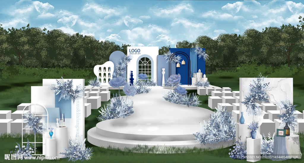 莫兰迪色系户外婚礼