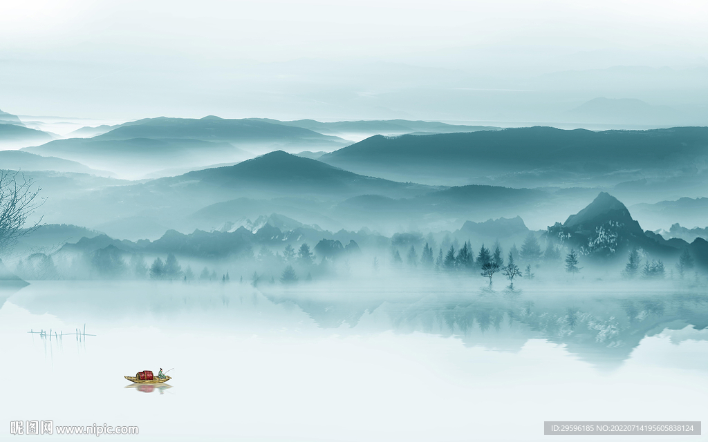 水墨现代新山水画 TIf分层