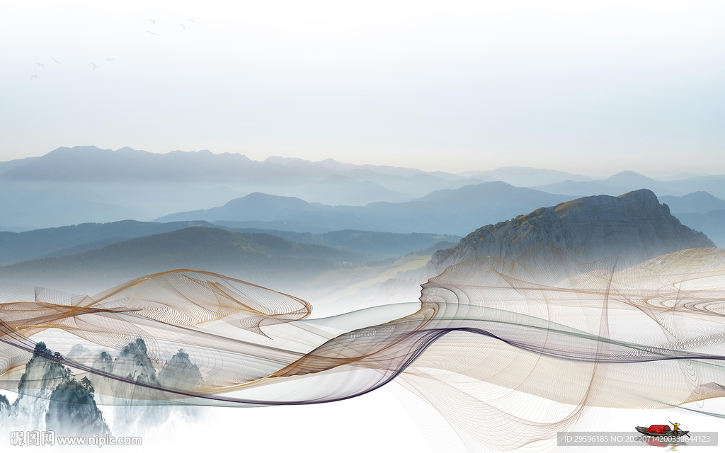 新中式现代新山水画 TIf分层