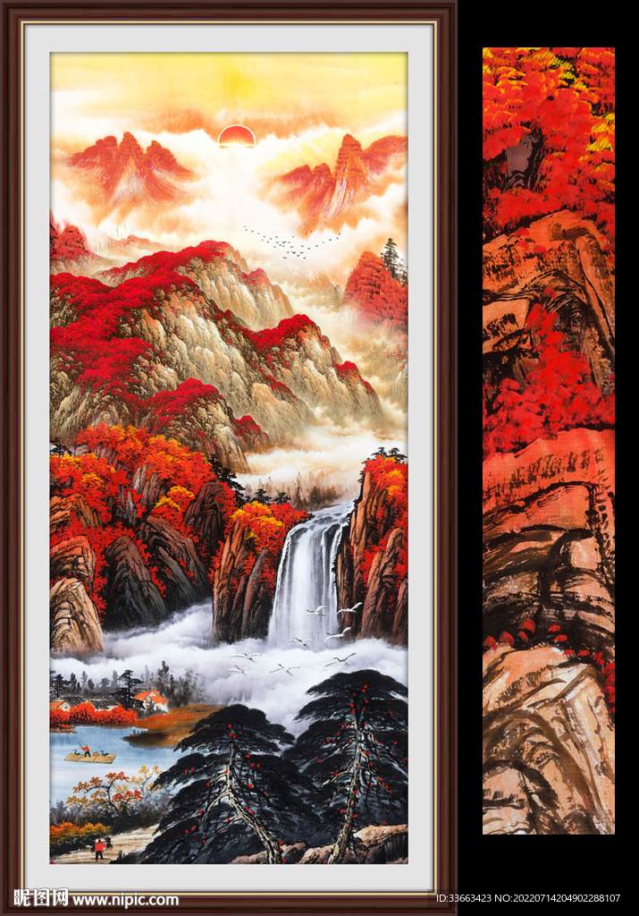 万山红遍国画鸿运当头玄关画