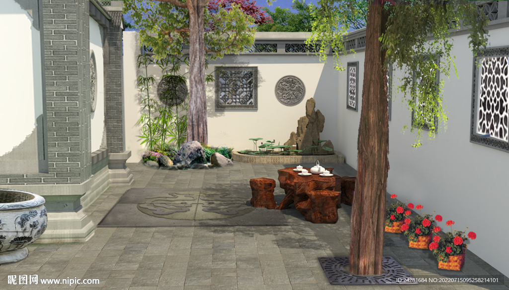 徽派庭院效果图