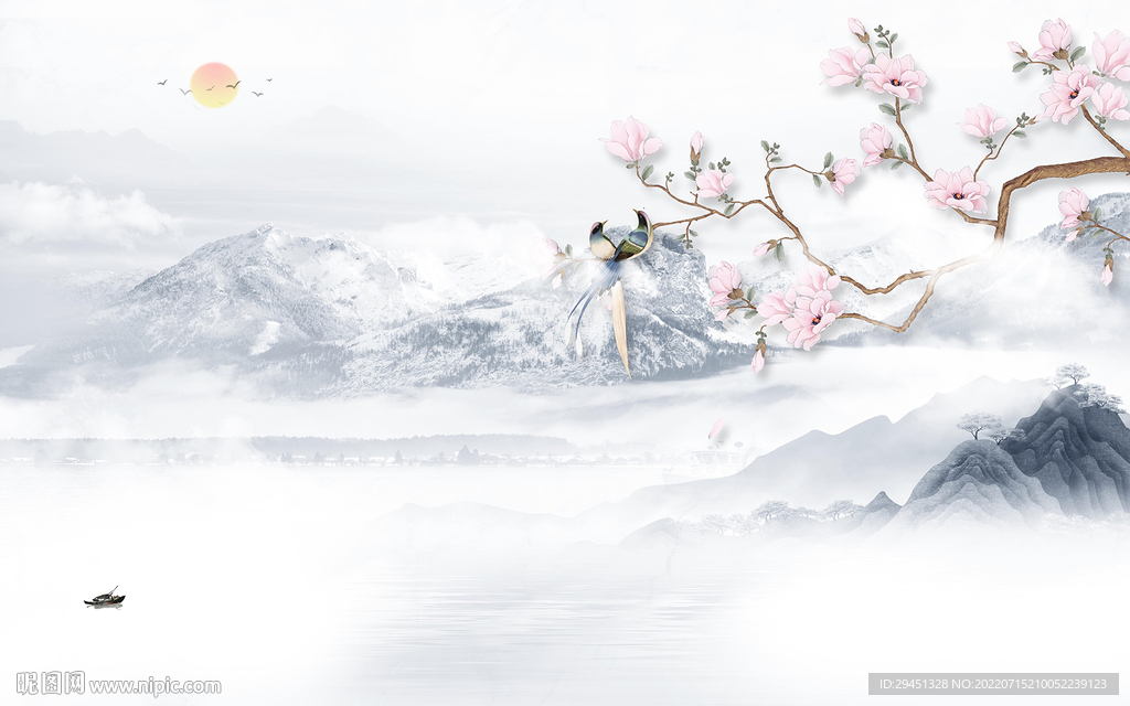 最新 高档中式山水 Tif分层