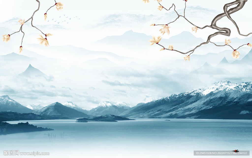 高清 高档中式山水 Tif分层