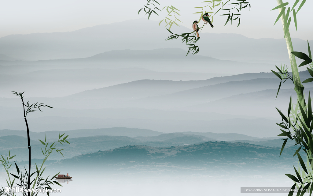 竹子 高清背景山水 TIf分层