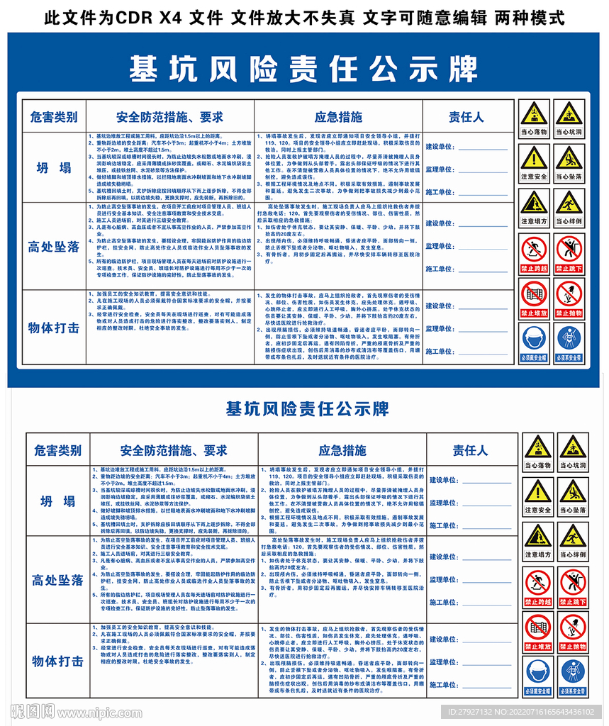 基坑风险责任公示牌