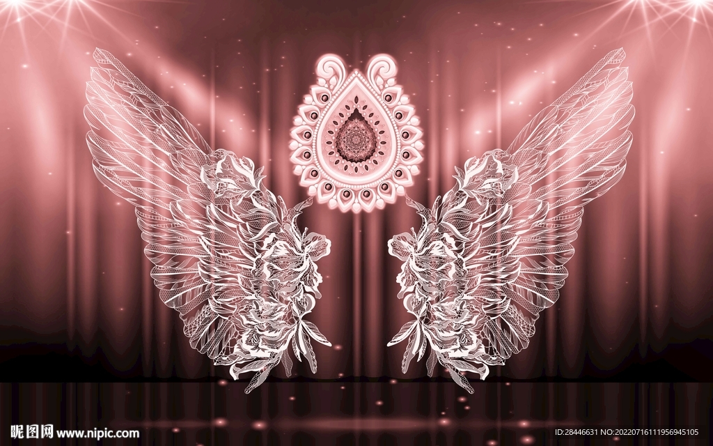 网红翅膀打卡直播背景墙 