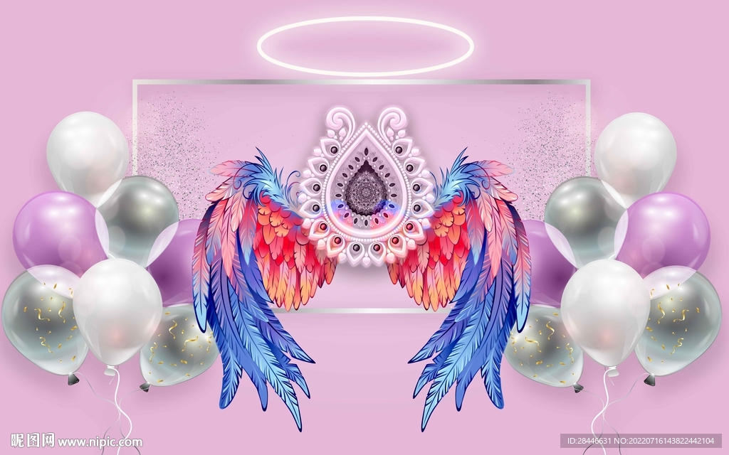 网红翅膀打卡直播背景墙