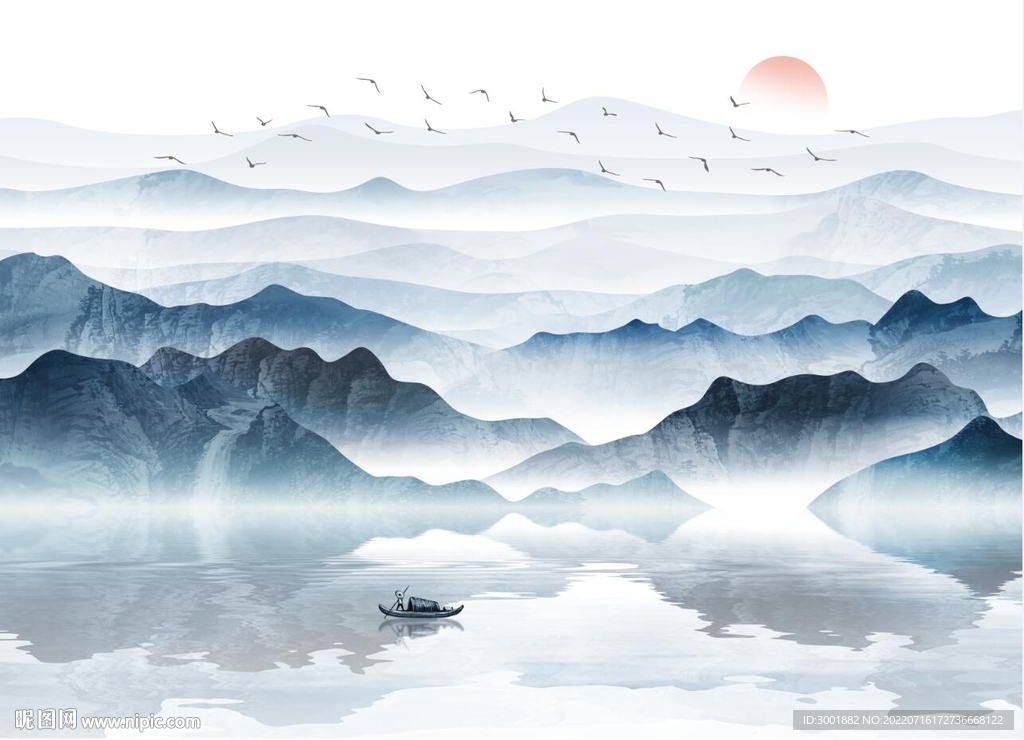 轻奢装饰画 水墨山水画