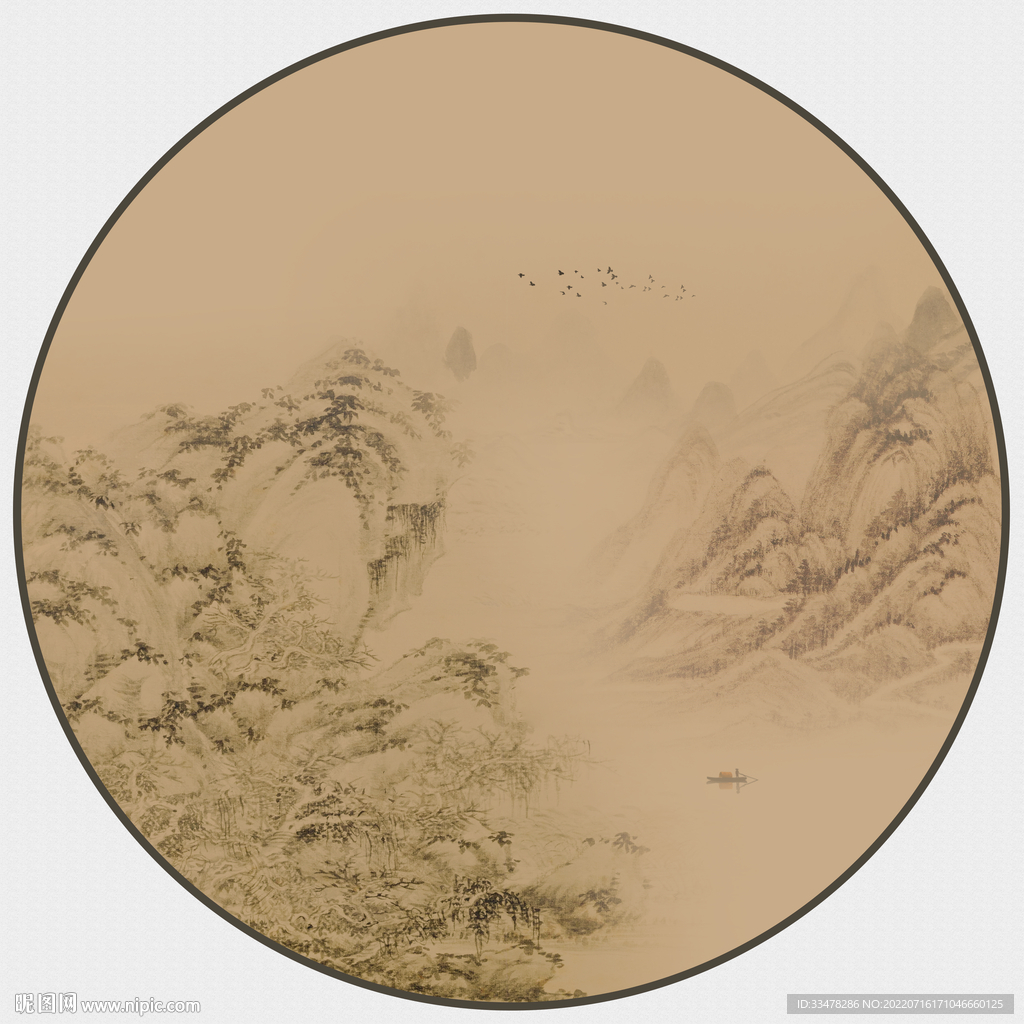 圆形山水画
