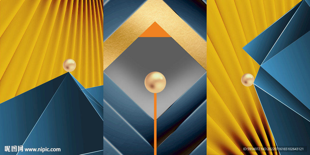 轻奢装饰画 抽象画 三联画