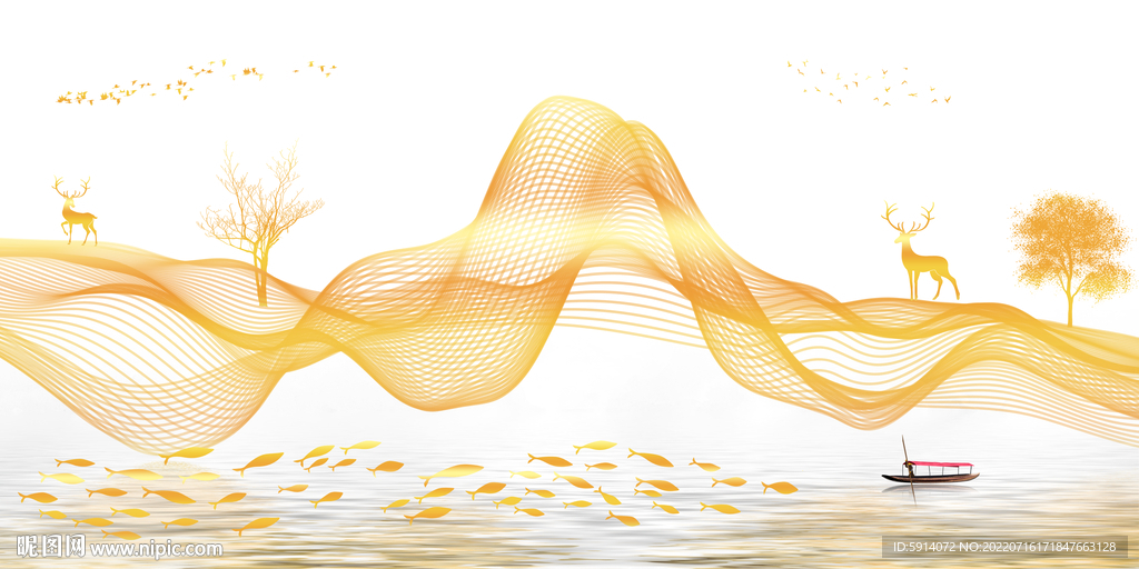 轻奢装饰画 线条抽象画