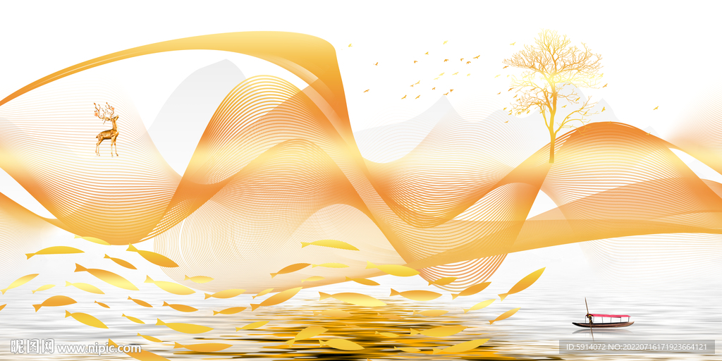 轻奢装饰画 线条抽象画