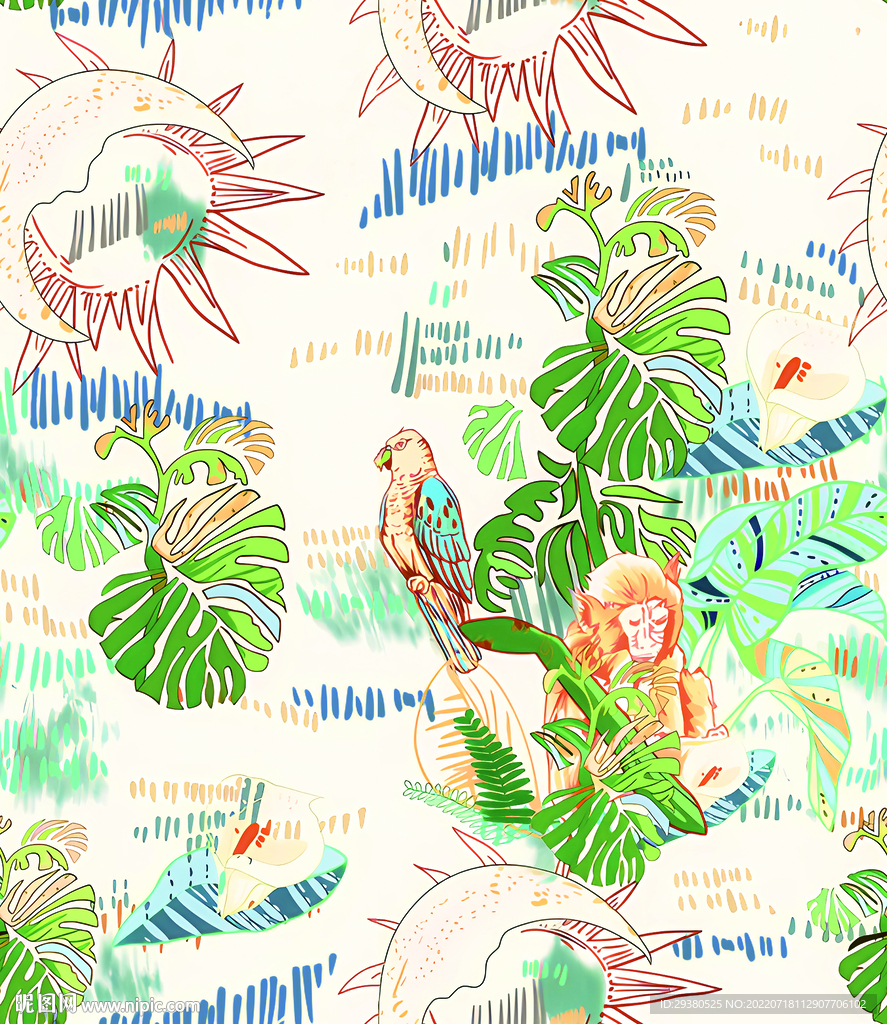 热带叶子 猴子