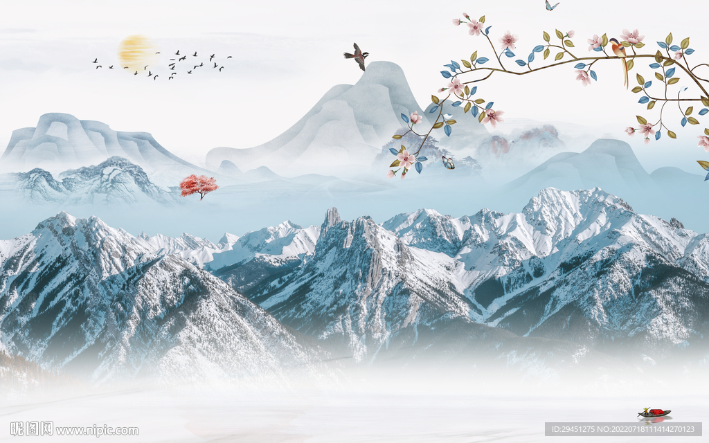 别墅高端中式山水 Tif分层