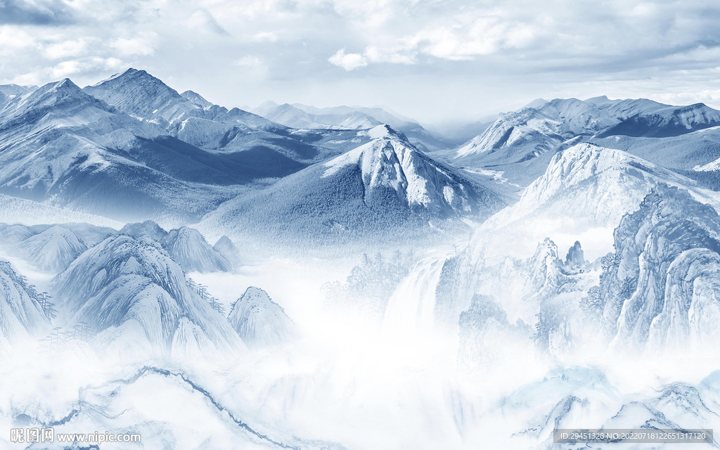 别墅大气客厅山水 Tif分层