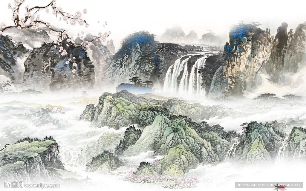 国画高端山水背景 TIf分层