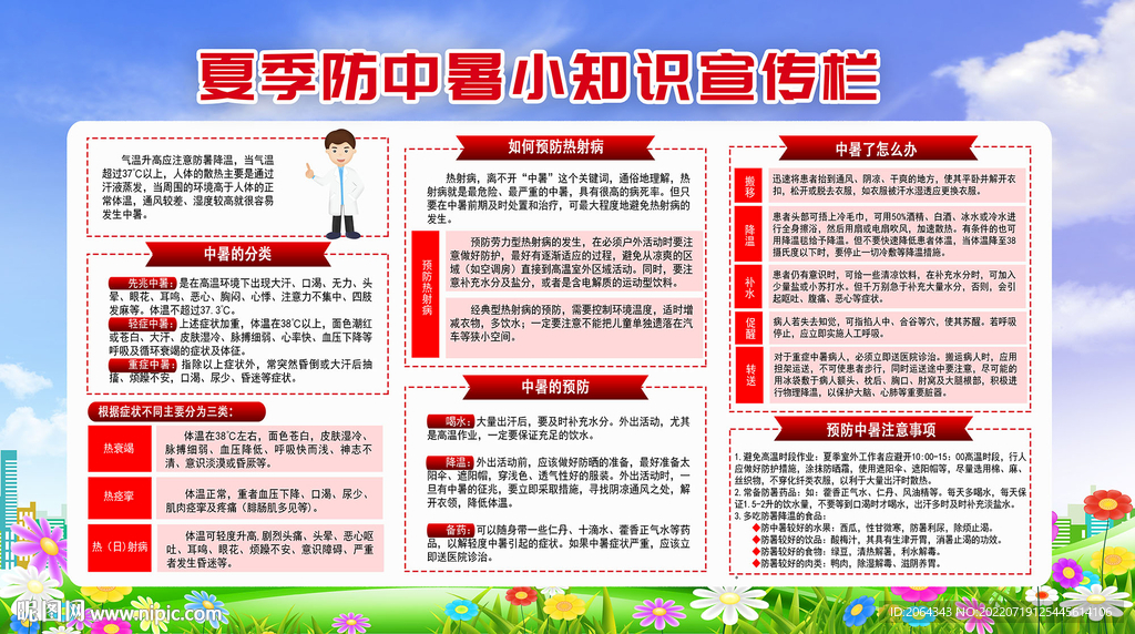 夏季防中暑小知识宣传栏