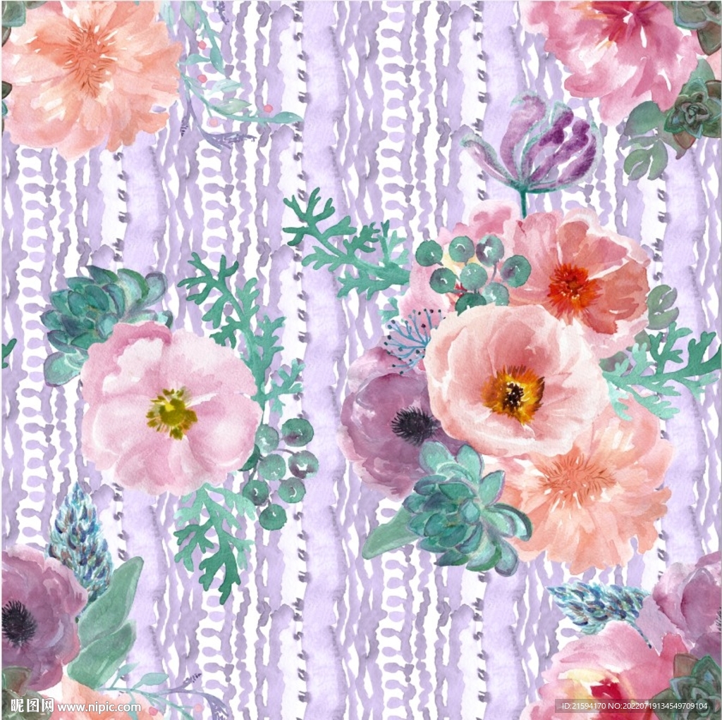 手绘花卉线稿图ai大图