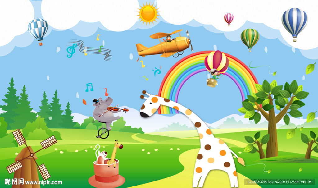 卡通儿童房背景墙