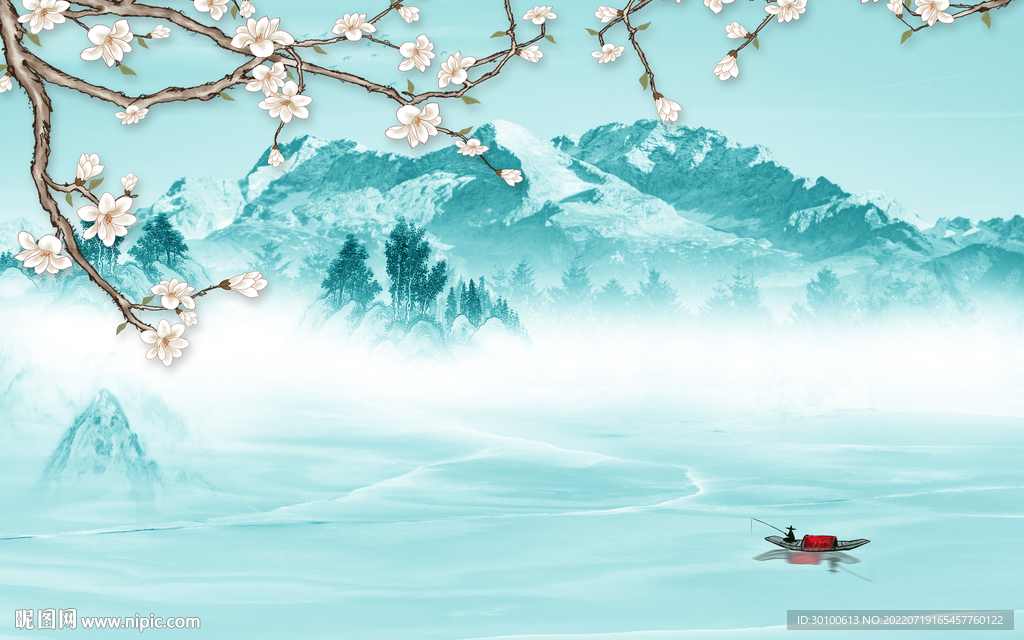 爆款现代简约山水 Tif分层