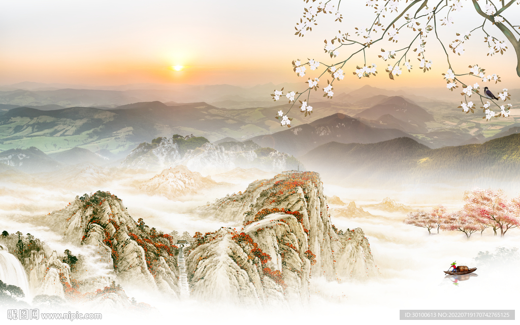 高清 现代简约山水 Tif分层