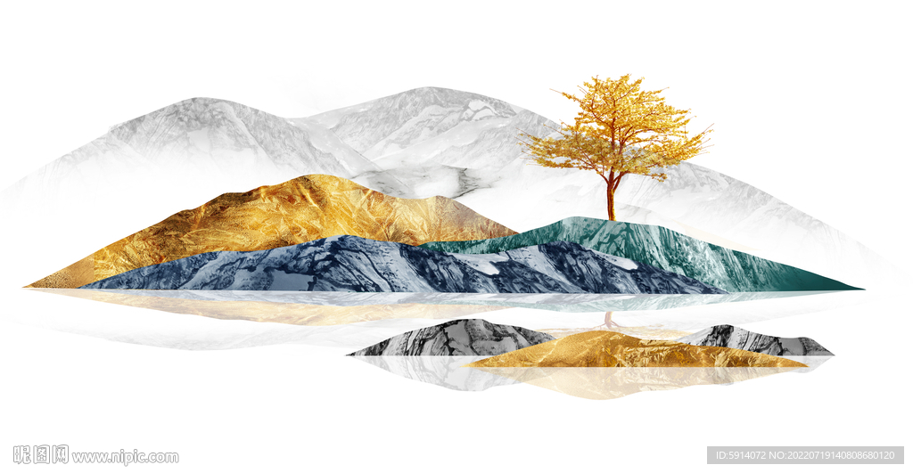 轻奢装饰画 新中式山水画