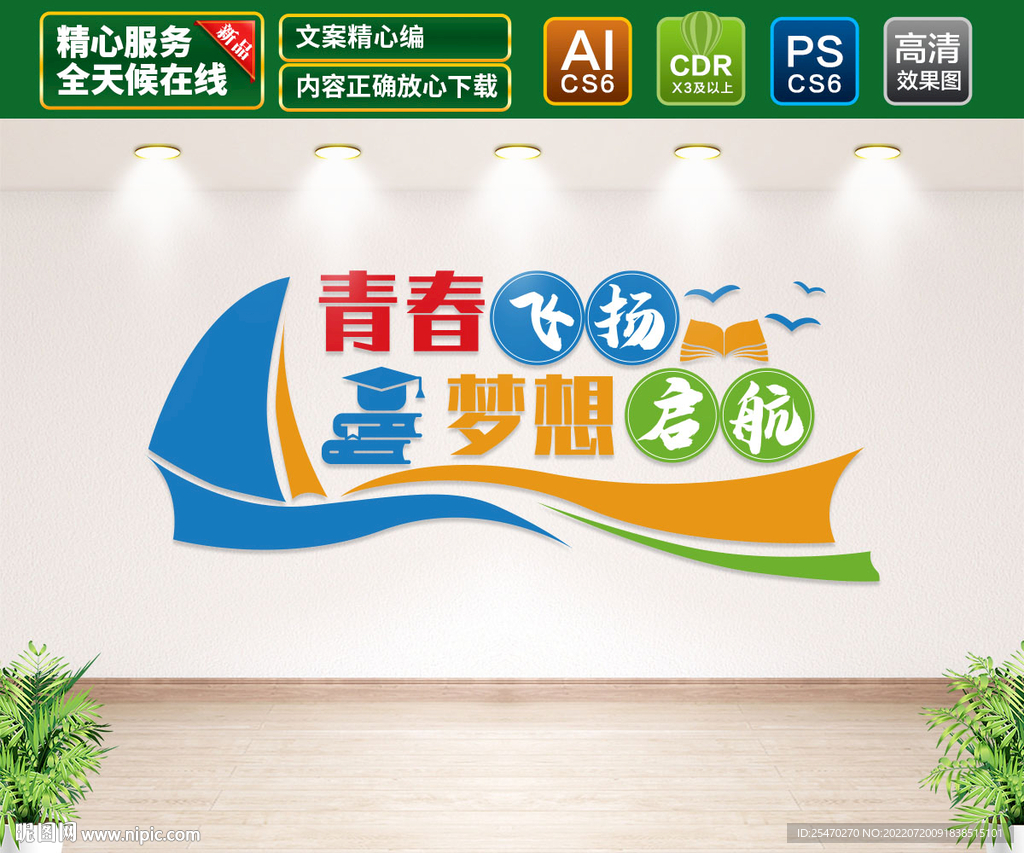 青春飞扬 梦想起航 文化墙