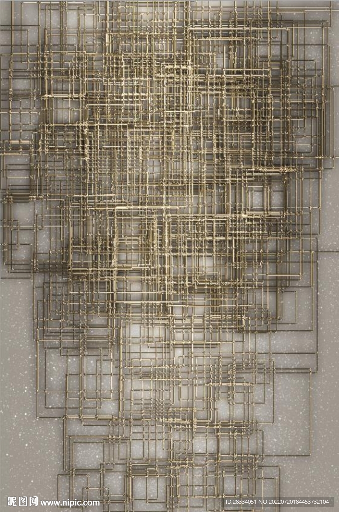 3D抽象金属线条玄关装饰画