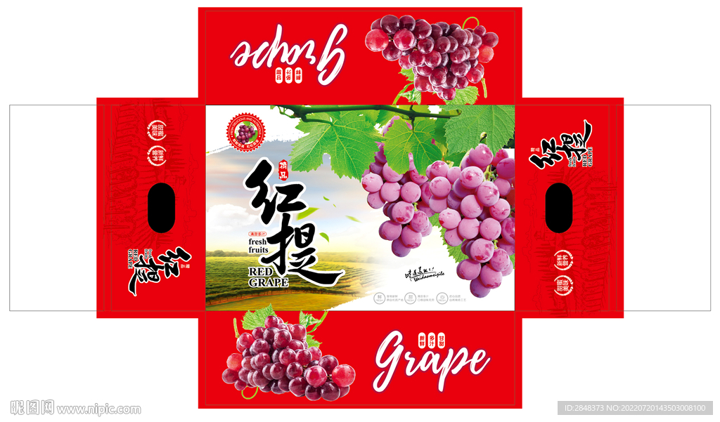 精品红提包装平面展开图