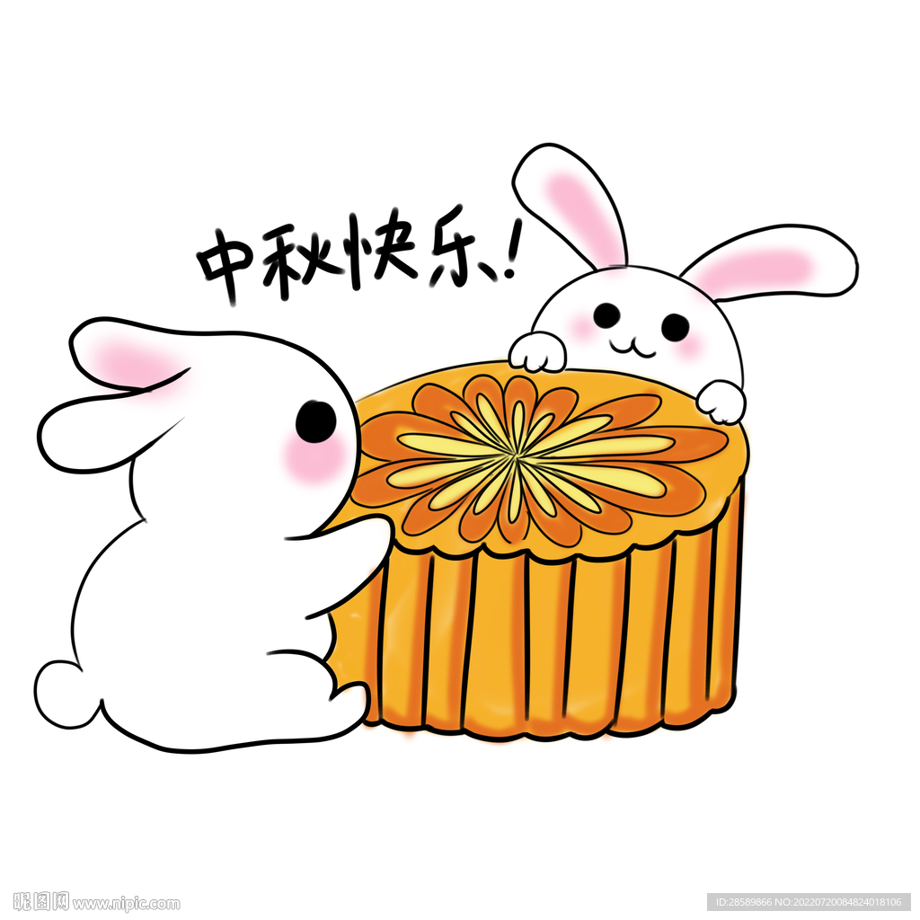 中秋小白兔手绘