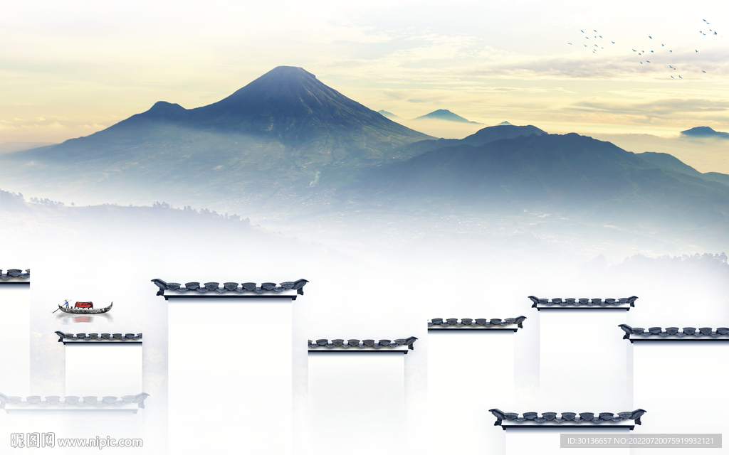 爆款新简约山水画 TiF分层