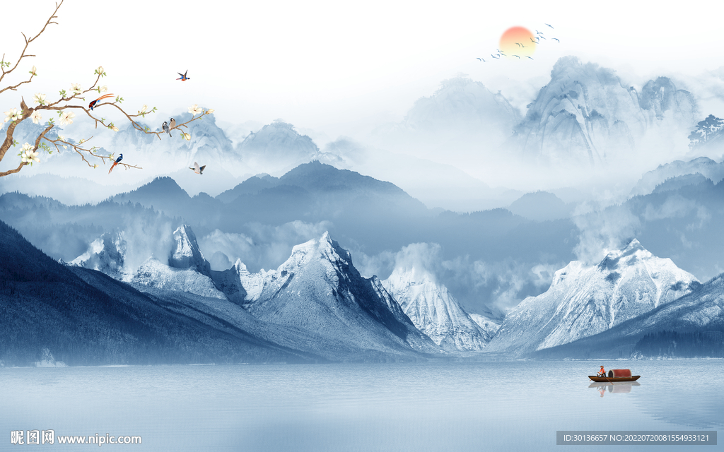 客厅新简约山水画 TiF分层