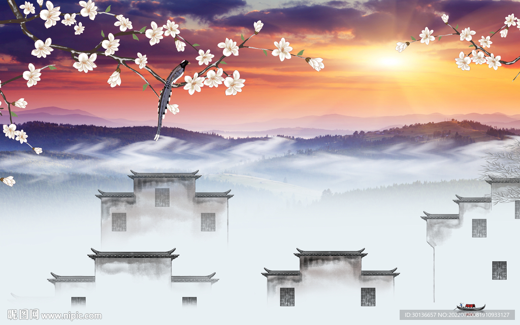 徽派新简约山水画 TiF分层