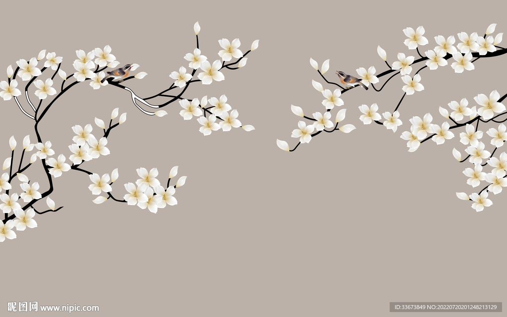 新中式玉兰背景墙