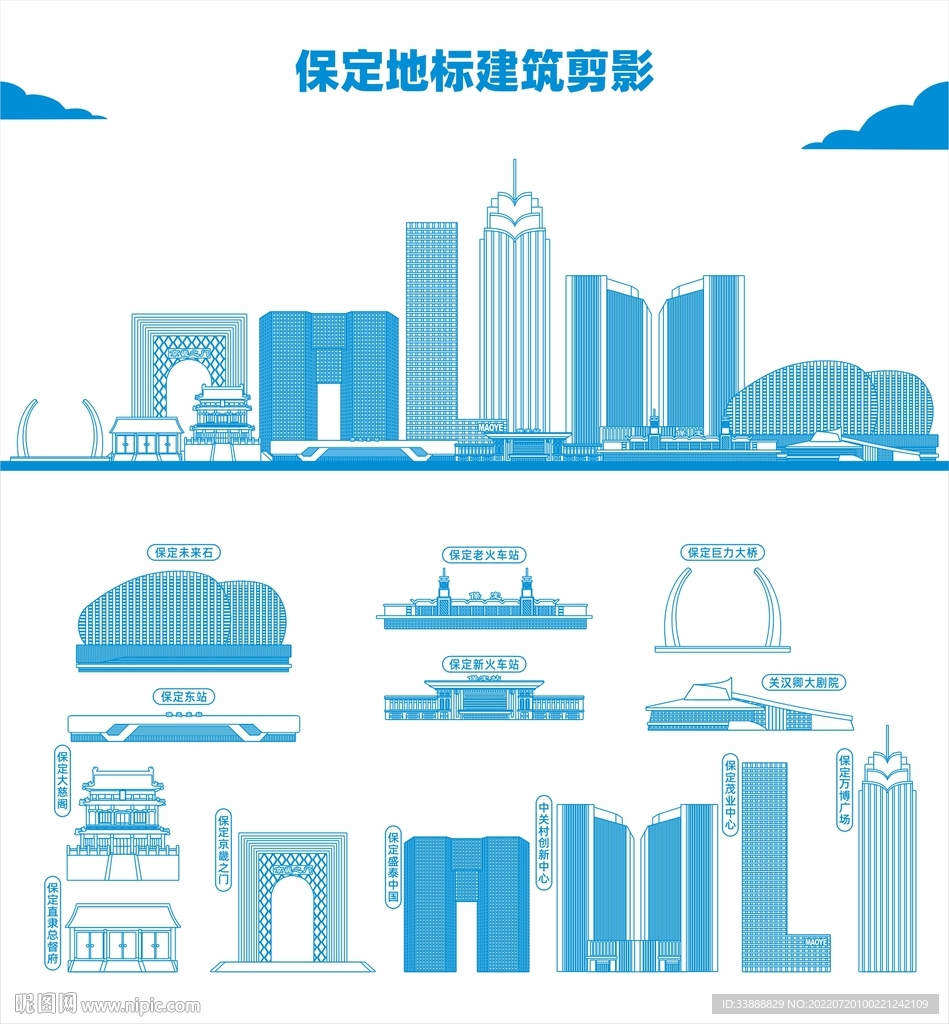 保定地标建筑剪影