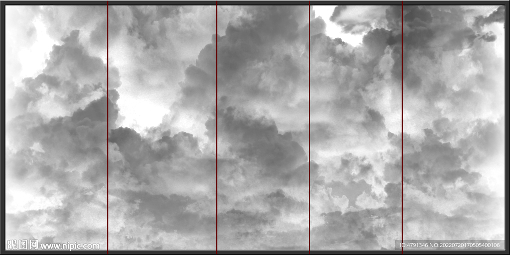 灰白云彩水墨画