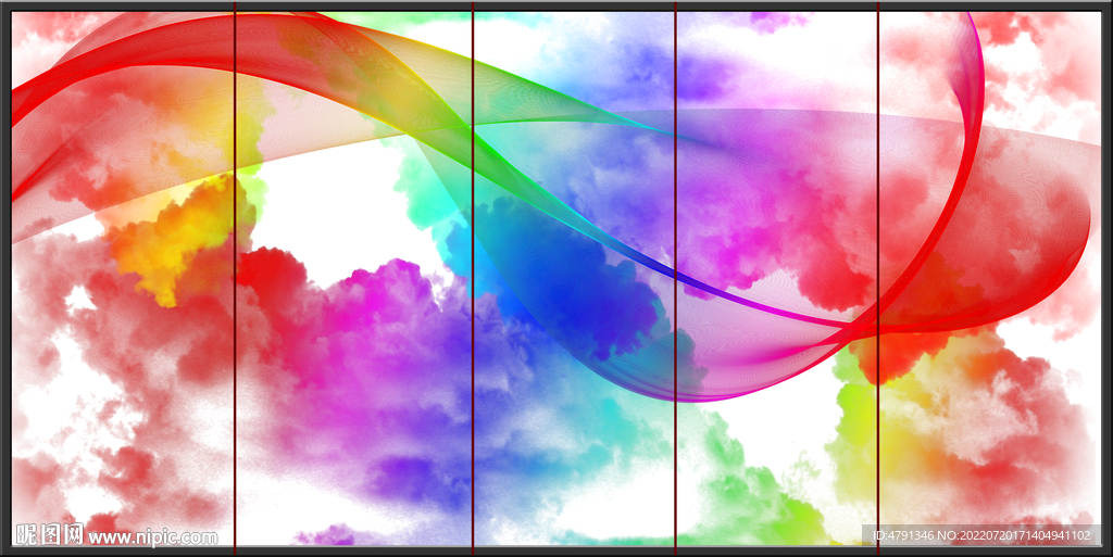 彩色云彩抽象线条 